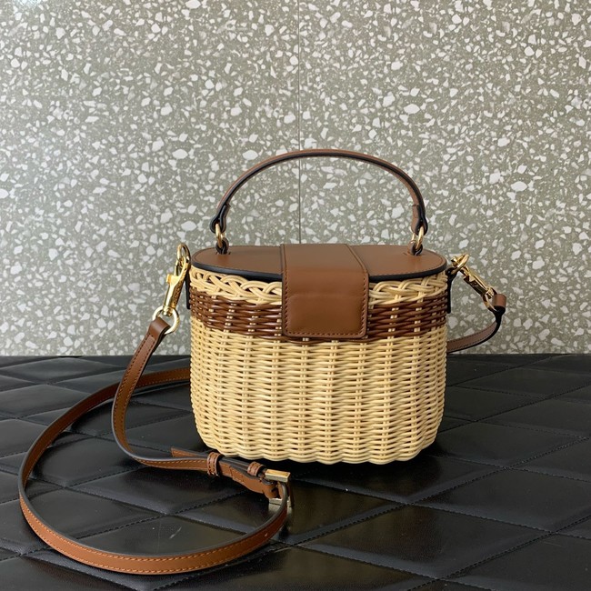 VALENTINO VLOGO SIGNATURE RAFFIA Shoulder Bag 5066 brown