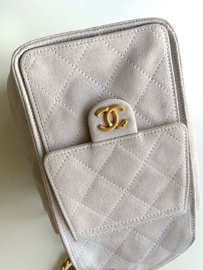 Chanel SUEDE HOBO BAG AS5293 white