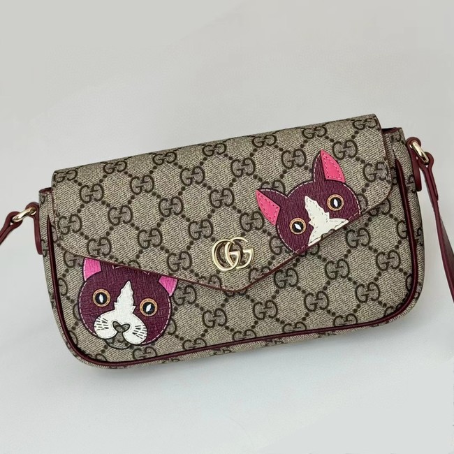 GUCCI GG MINI SHOULDER BAG WITH CAT DETAIL 818764