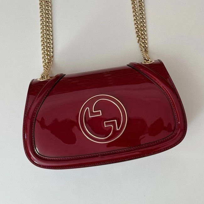 GUCCI BLONDIE SMALL SHOULDER Patent Leather Bag 815715 Rosso Ancora red