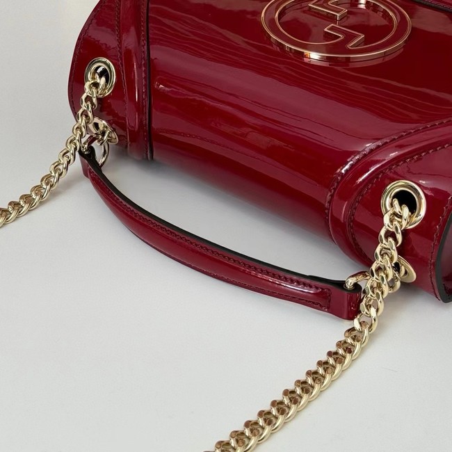 GUCCI BLONDIE SMALL SHOULDER Patent Leather Bag 815715 Rosso Ancora red