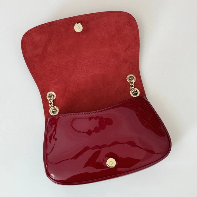 GUCCI BLONDIE SMALL SHOULDER Patent Leather Bag 815715 Rosso Ancora red