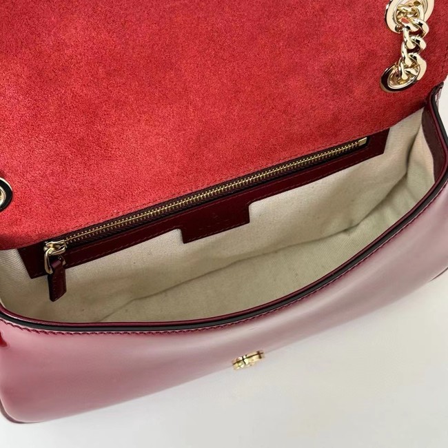 GUCCI BLONDIE SMALL SHOULDER Patent Leather Bag 815715 Rosso Ancora red