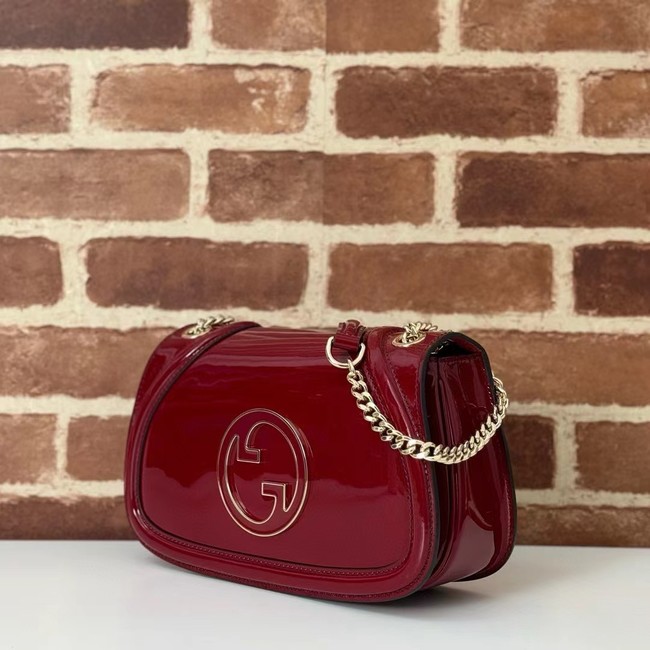 GUCCI BLONDIE SMALL SHOULDER Patent Leather Bag 815715 Rosso Ancora red