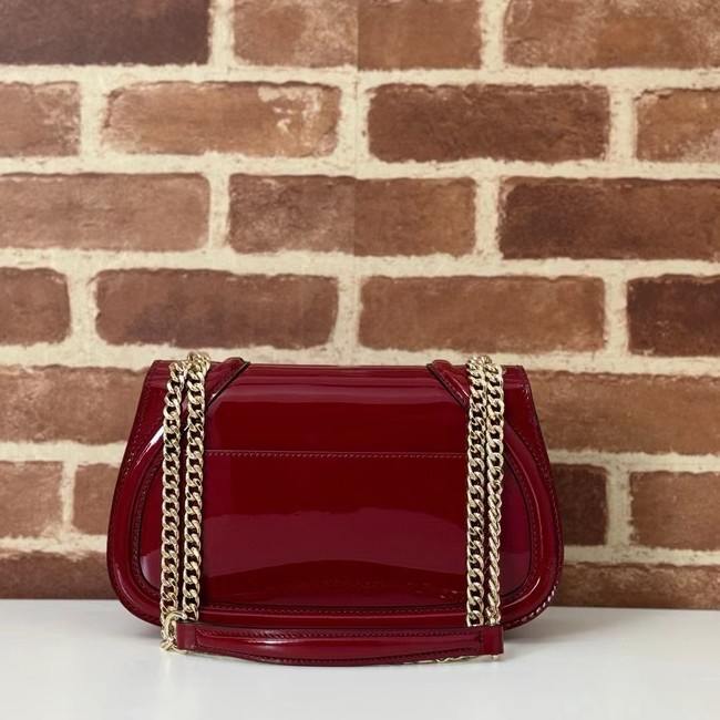 GUCCI BLONDIE SMALL SHOULDER Patent Leather Bag 815715 Rosso Ancora red