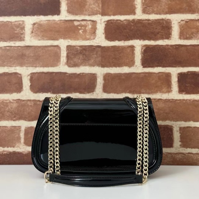 GUCCI BLONDIE SMALL SHOULDER Patent Leather Bag 815715 black