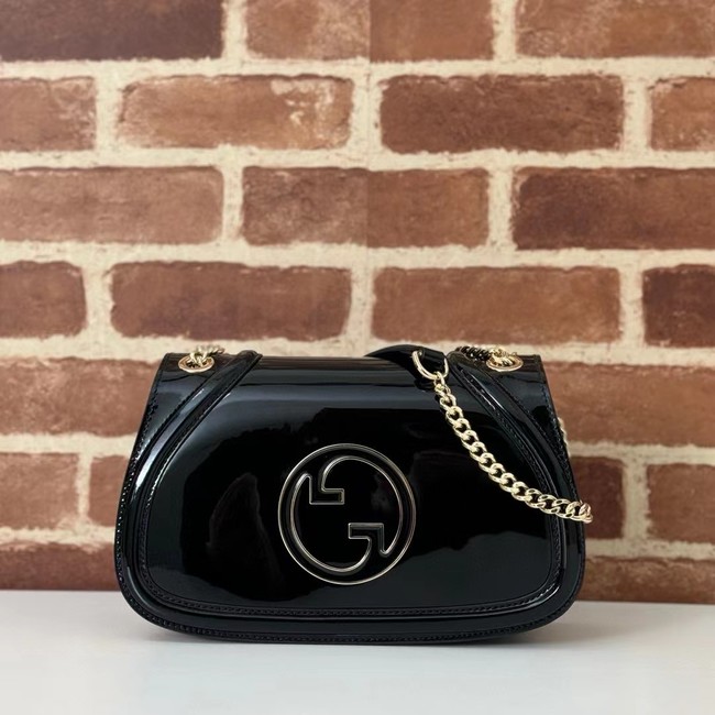 GUCCI BLONDIE SMALL SHOULDER Patent Leather Bag 815715 black