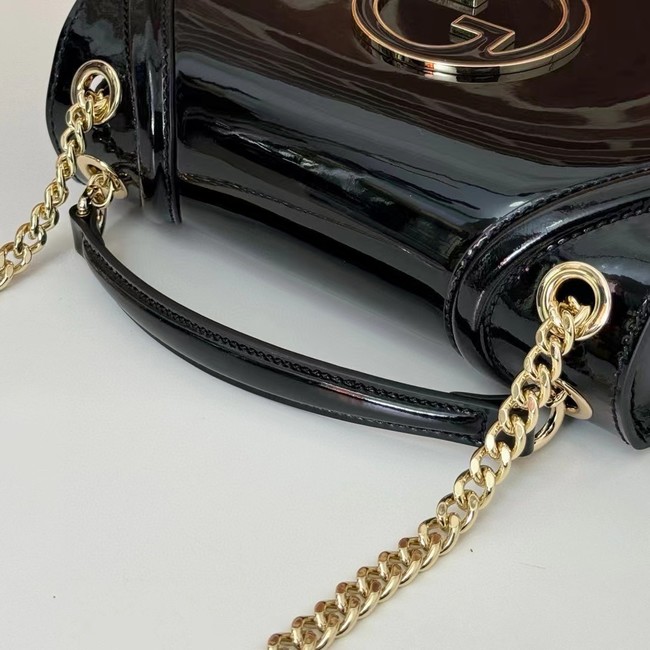 GUCCI BLONDIE SMALL SHOULDER Patent Leather Bag 815715 black