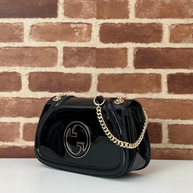 GUCCI BLONDIE SMALL SHOULDER Patent Leather Bag 815715 black