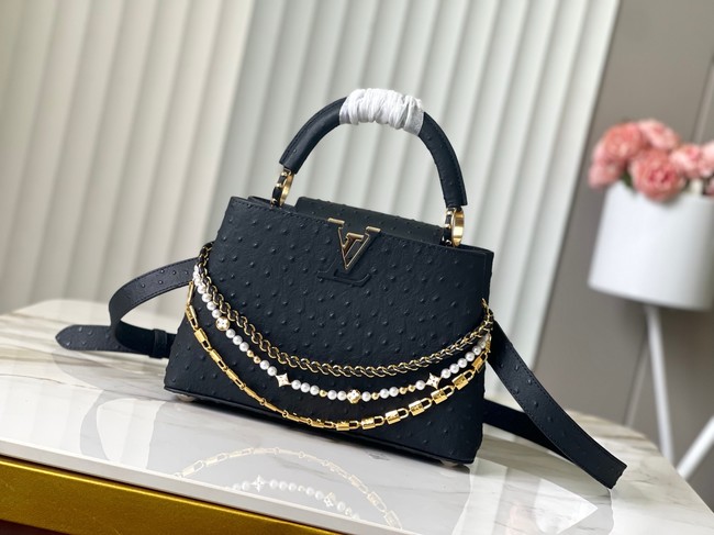 Louis Vuitton Ostrich Capucines BB M12345 black