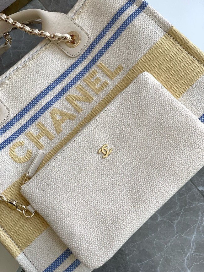 Chanel SHOPPING BAG Cotton Canvas AS3351 Yellow