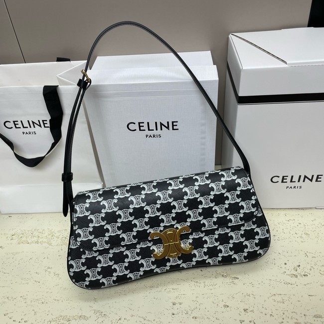 Celine MEDIUM CELINE LOLA BAG IN TRIOMPHE CANVAS 115533 BLACK&WHITE