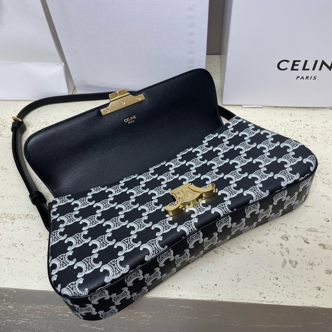 Celine MEDIUM CELINE LOLA BAG IN TRIOMPHE CANVAS 115533 BLACK&WHITE