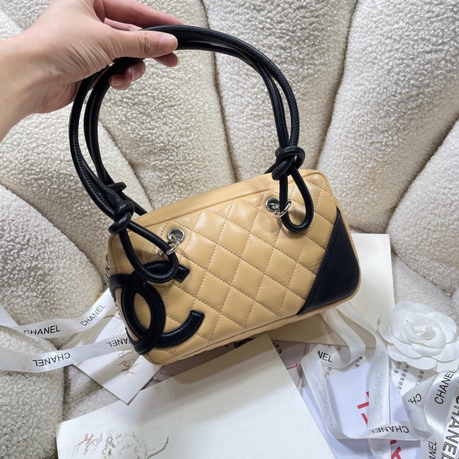 Chanel Sheepskin TOP HANDLE BAG AS8012 Apricot&black