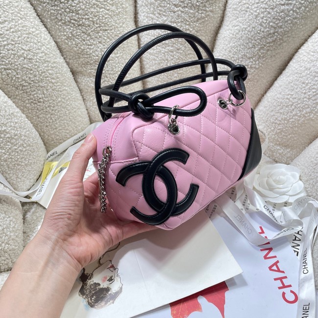 Chanel Sheepskin TOP HANDLE BAG AS8012 pink&black