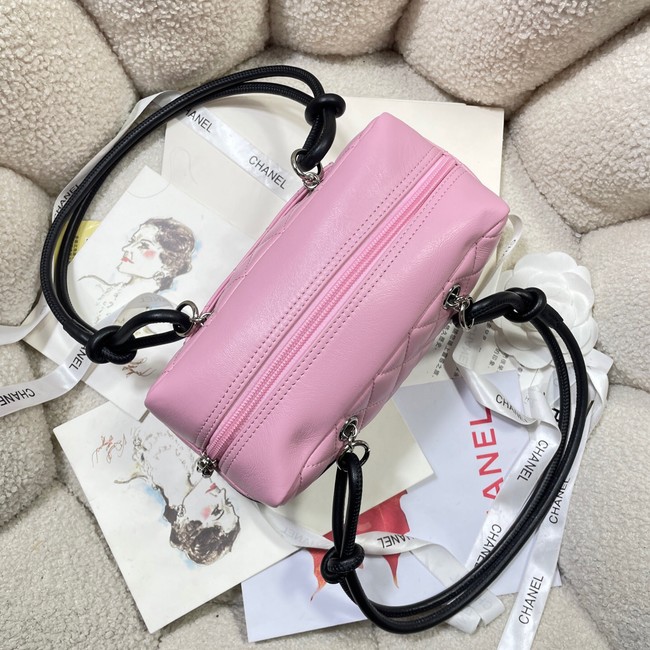 Chanel Sheepskin TOP HANDLE BAG AS8012 pink&black