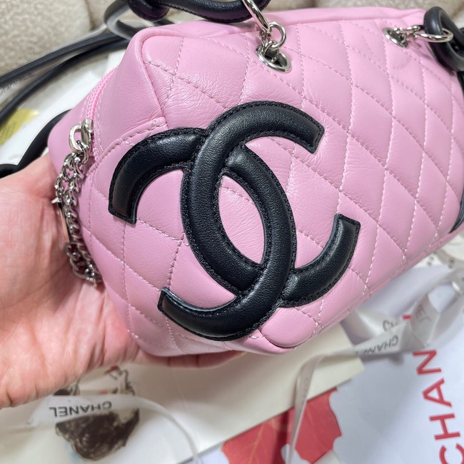 Chanel Sheepskin TOP HANDLE BAG AS8012 pink&black