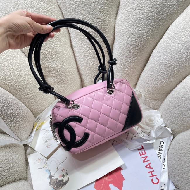 Chanel Sheepskin TOP HANDLE BAG AS8012 pink&black