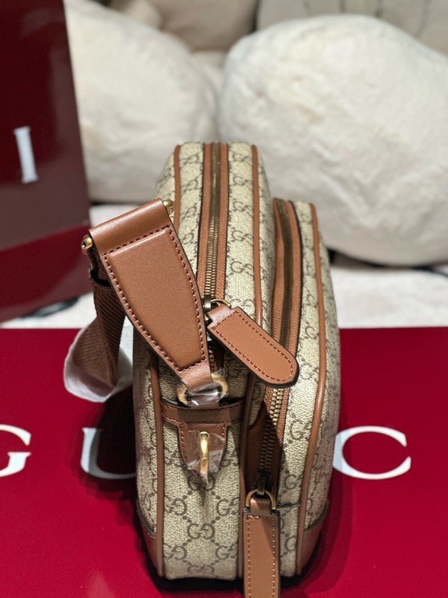 GUCCI GG EMBLEM MEDIUM CROSSBODY BAG 821160 Brown