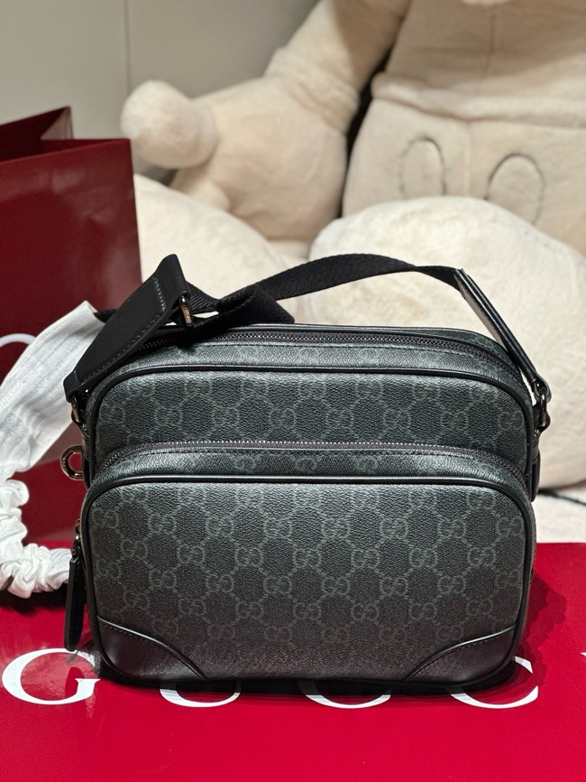 GUCCI GG EMBLEM MEDIUM CROSSBODY BAG 821160 black