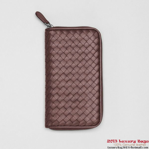 Bottega Veneta 114076 V001N 2201 Intrecciato Nappa Zip Around Wallet Maroon