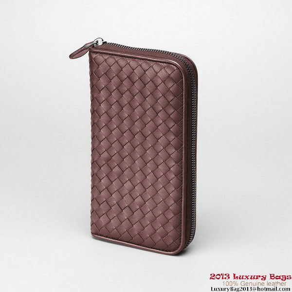 Bottega Veneta 114076 V001N 2201 Intrecciato Nappa Zip Around Wallet Maroon