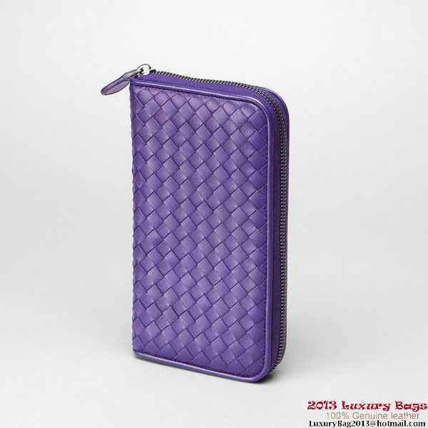 Bottega Veneta 114076 V001N 5102 Intrecciato Nappa Zip Around Wallet Violet