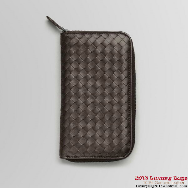 Bottega Veneta 114076 V4651 2040 Intrecciato VN Zip Around Wallet Ebano