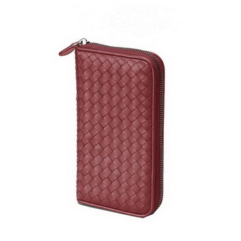 Bottega Veneta 114076 V4651 6100 Intrecciato VN Zip Around Wallet Garnet