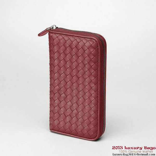 Bottega Veneta 114076 V4651 6100 Intrecciato VN Zip Around Wallet Garnet