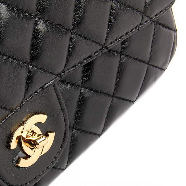 Chanel 2.55 Series Flap Bag 1112 Black Leather Golden Hardware