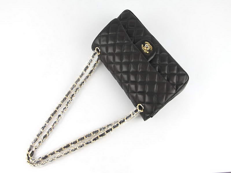 Chanel 2.55 Series Original Leather Flap Bag A01112 Black Golden