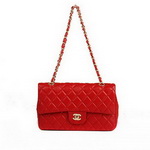 Chanel 2.55 Series Flap Bag A01112 Red Leather Golden Hardware