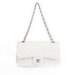 Chanel 2.55 Series Flap Bag A01112 White Leather Silver Hardware