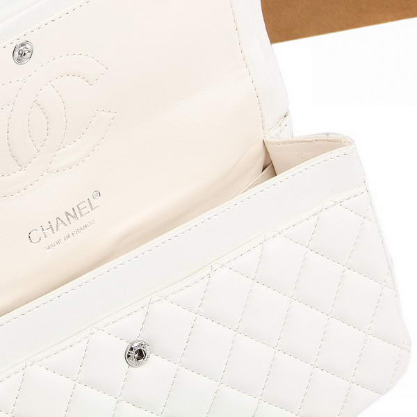 Chanel 2.55 Series Flap Bag A01112 White Leather Silver Hardware