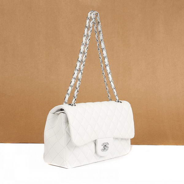 Chanel 2.55 Series Flap Bag A01112 White Leather Silver Hardware