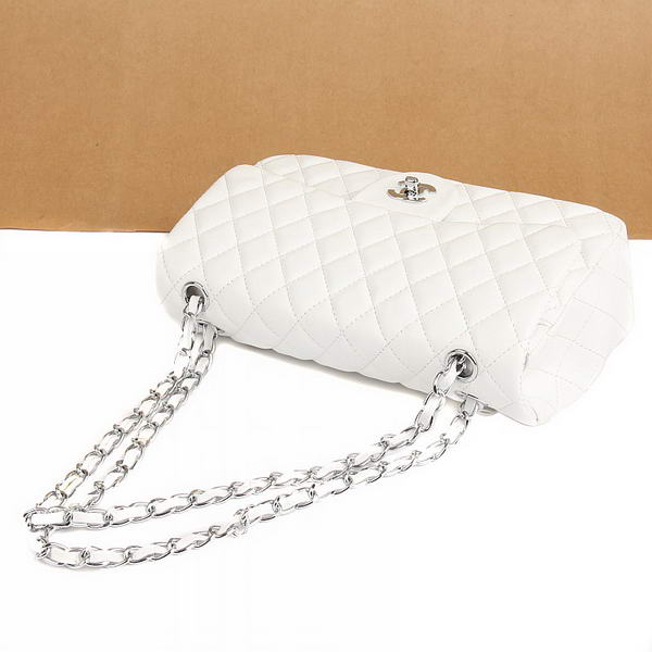 Chanel 2.55 Series Flap Bag A01112 White Leather Silver Hardware