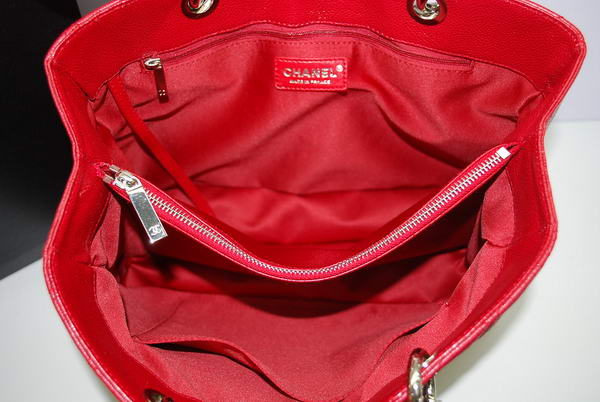 Chanel GST Caviar Leather Coco Bag A36092 Red Silver