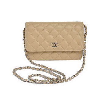 Chanel Lambskin Leather Flap Bag A33814 Apricot Silver