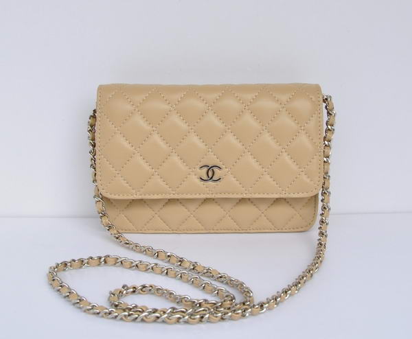 Chanel Lambskin Leather Flap Bag A33814 Apricot Silver