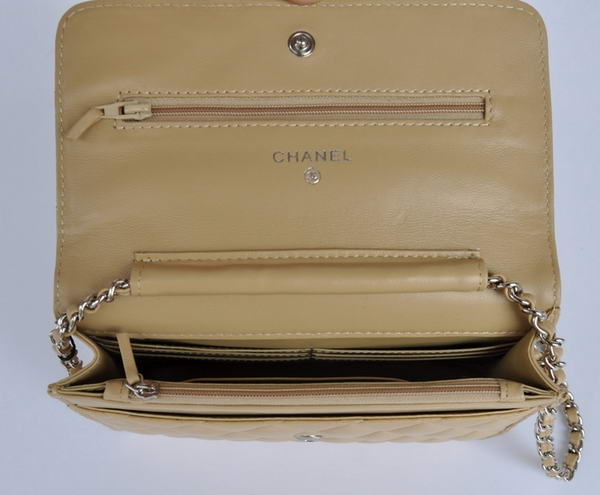 Chanel Lambskin Leather Flap Bag A33814 Apricot Silver