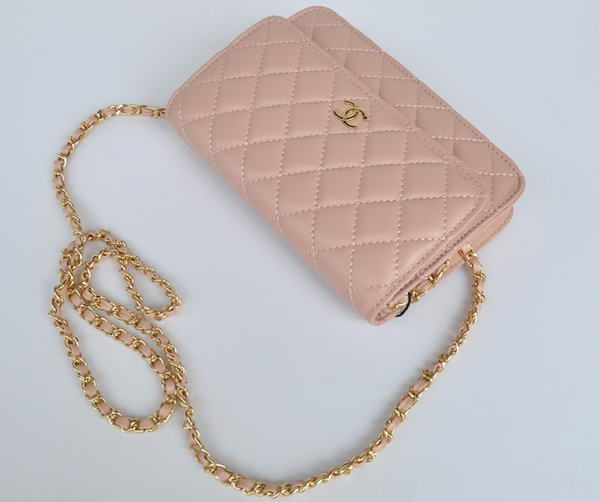 Chanel Lambskin Leather Flap Bag A33814 Pink Gold