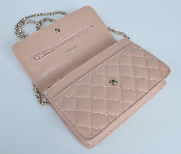 Chanel Lambskin Leather Flap Bag A33814 Pink Silver