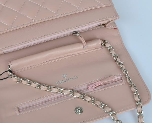 Chanel Lambskin Leather Flap Bag A33814 Pink Silver