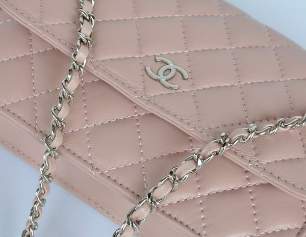 Chanel Lambskin Leather Flap Bag A33814 Pink Silver