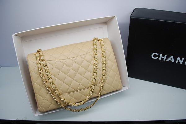 Chanel Maxi Double Flaps Bag A36098 Apricot Original Caviar Leather Gold