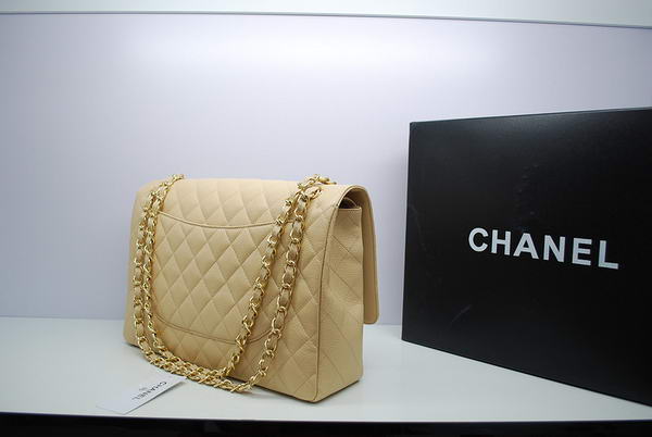 Chanel Maxi Double Flaps Bag A36098 Apricot Original Caviar Leather Gold