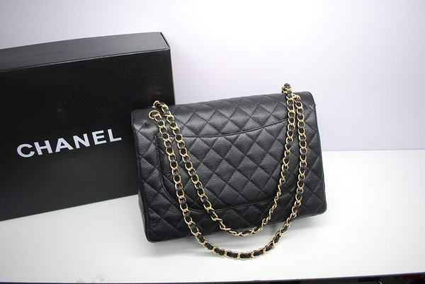 Chanel Maxi Double Flaps Bag A36098 Black Original Caviar Leather Gold