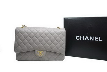 Chanel Maxi Double Flaps Bag A36098 Grey Original Caviar Leather Gold