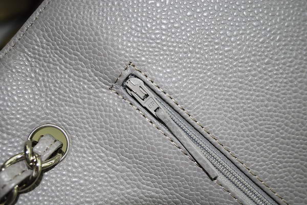 Chanel Maxi Double Flaps Bag A36098 Grey Original Caviar Leather Silver